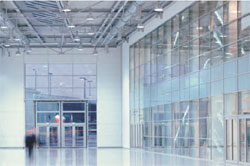 Fire-protection glass - Use of high-performance fire-resistant glazing allows large expanses of interior glazing,without compromising on fire safety.